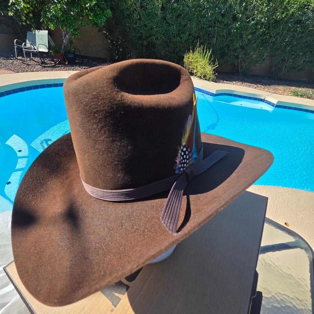 Vintage Stetson “Stallion” Cowboy Hat Size 6 7/8 Brown with Feather – USA Made - Picture 12 of 12